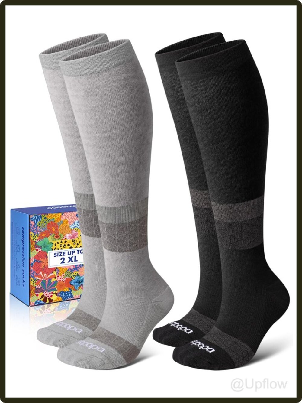 Women's Cotton Compression Socks Knee High 15-20 mmHg Arch Support 1 Pack